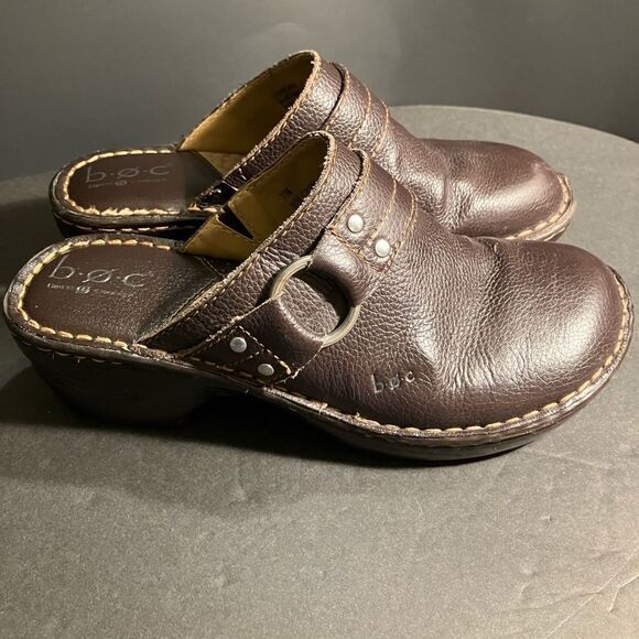 BOC Brown Leather Clogs 7 M - Picture 4 of 9